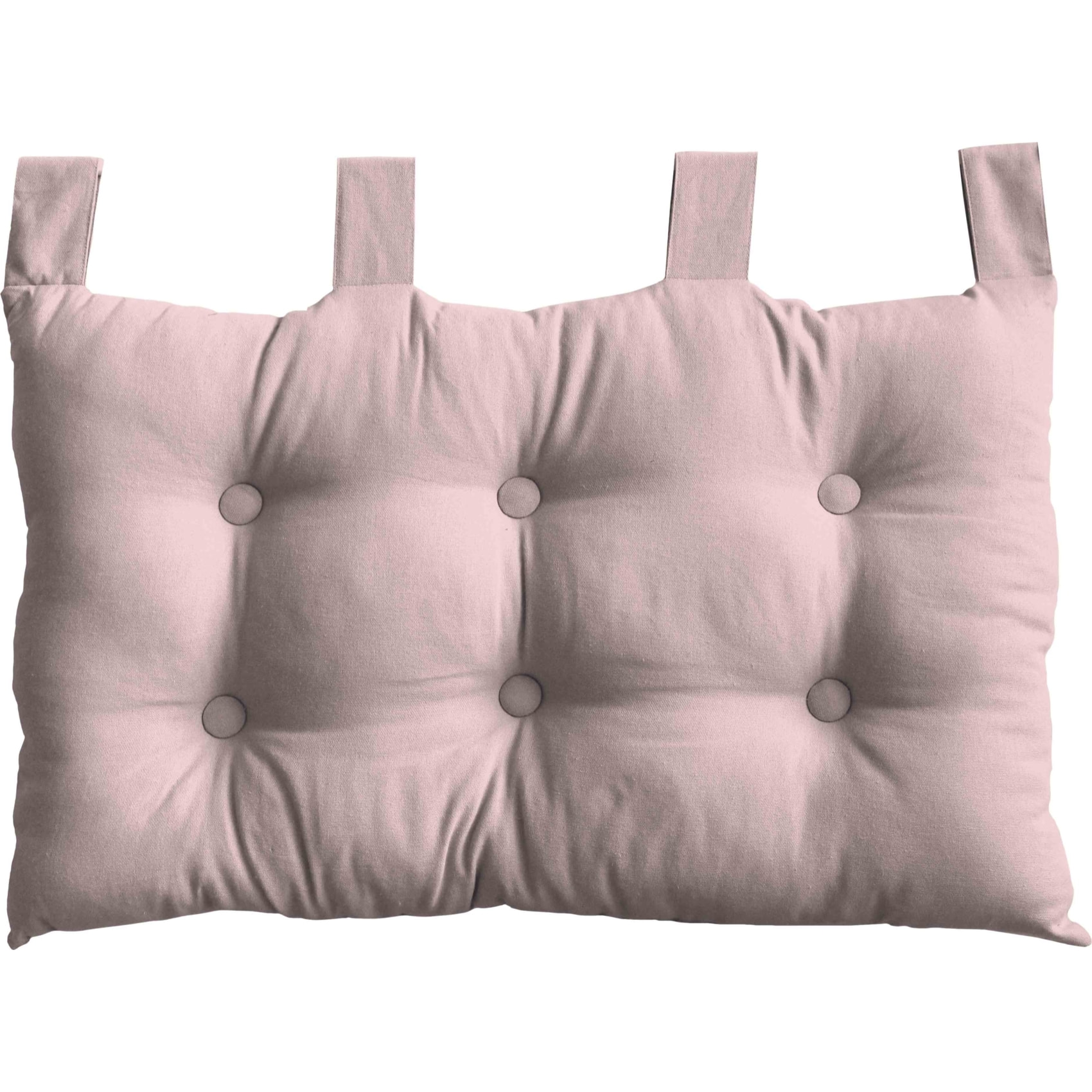 Coussin tête de lit en coton et pattes boutonnées - Vieux rose