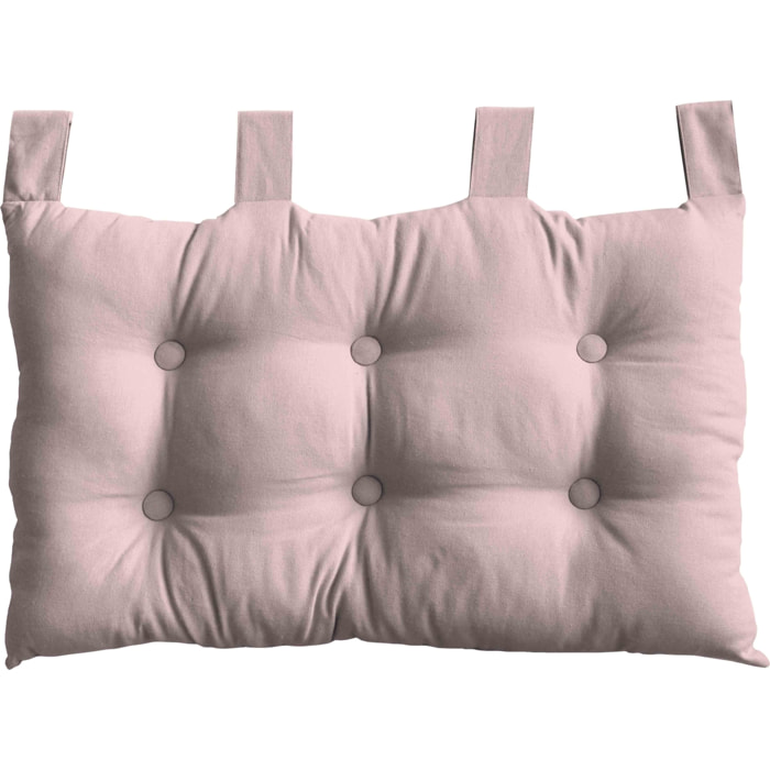 Coussin tête de lit en coton et pattes boutonnées - Vieux rose