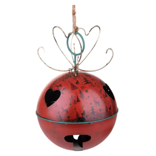 Sfera D.20 Cm con Led Metallo - Pezzi 1 - Colore:Rosso - Bianchi Dino - -