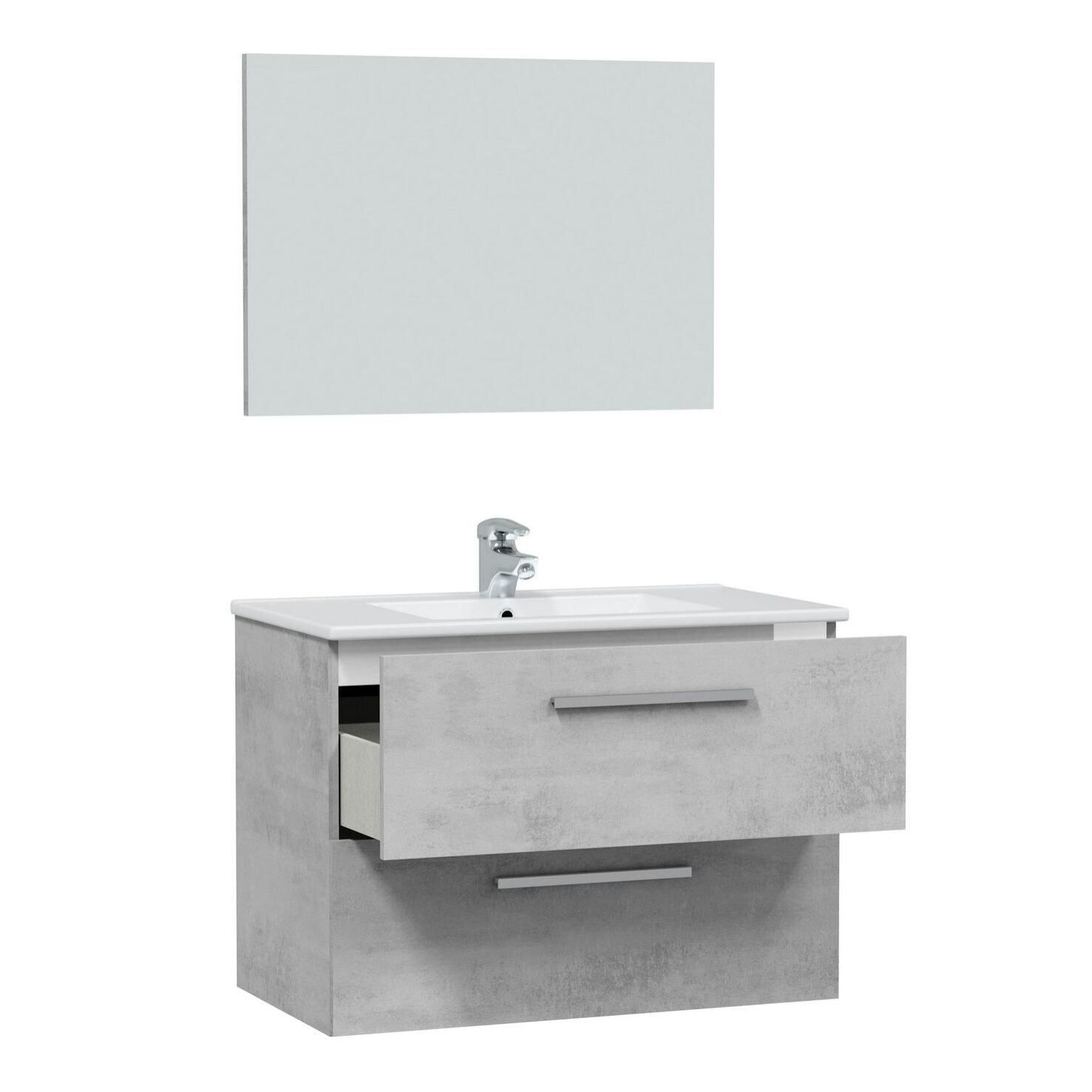 Mueble baño axel 2c 80cm cemento con espejo, sin lavabo