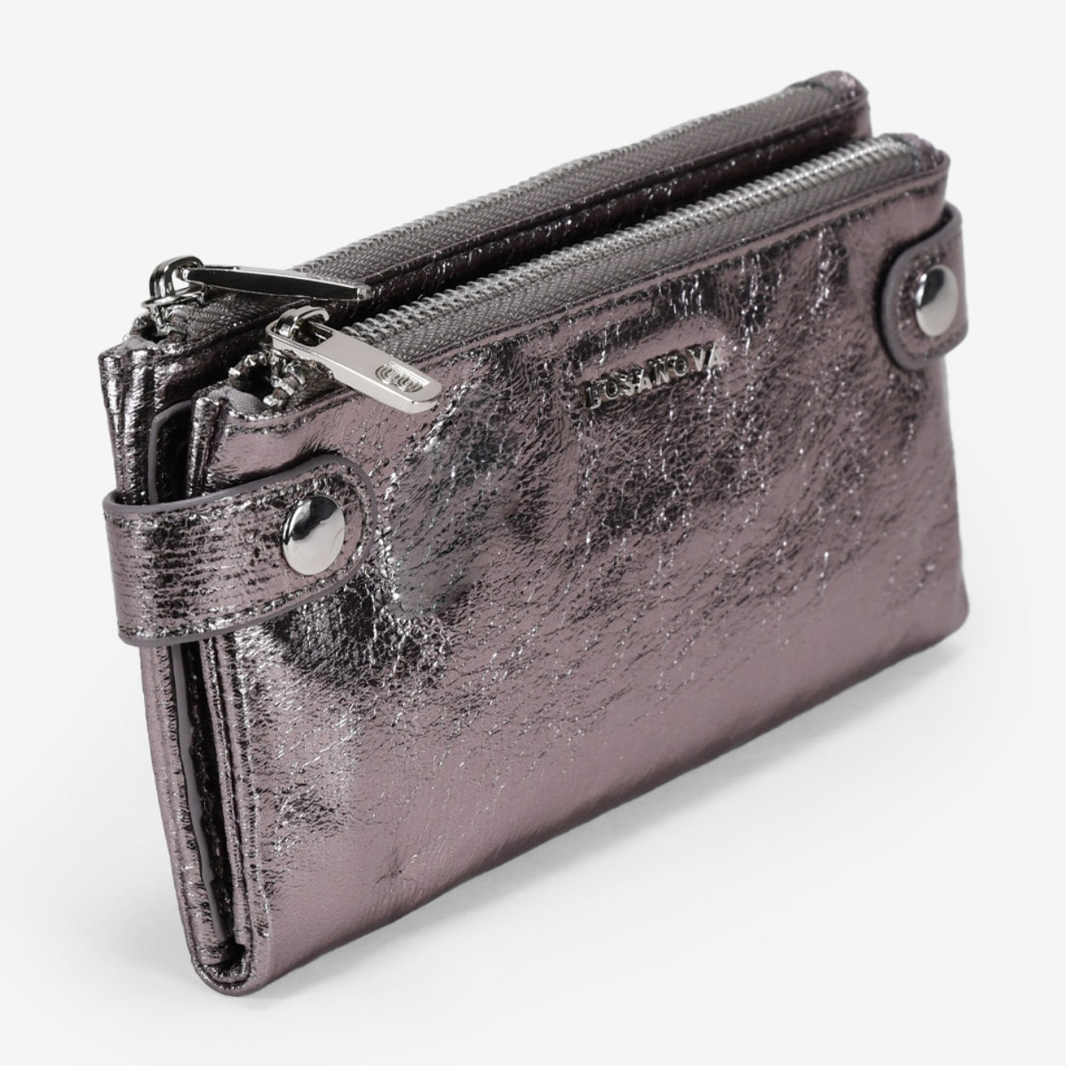 Billetero grande plomo con doble cremallera