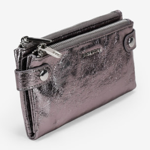 Billetero grande plomo con doble cremallera