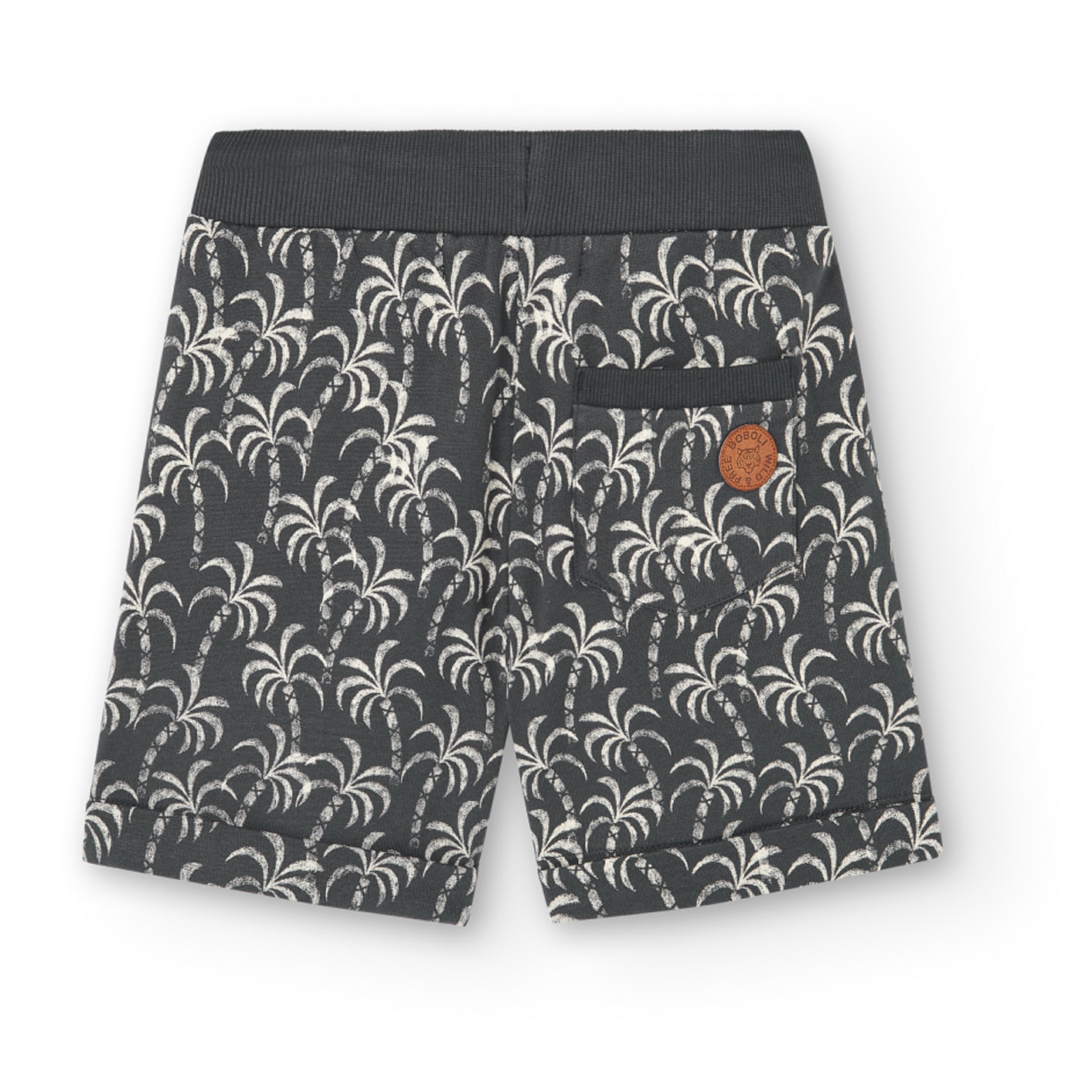 Bermudas estampadas niÃ±o, felpa, gris oscuro