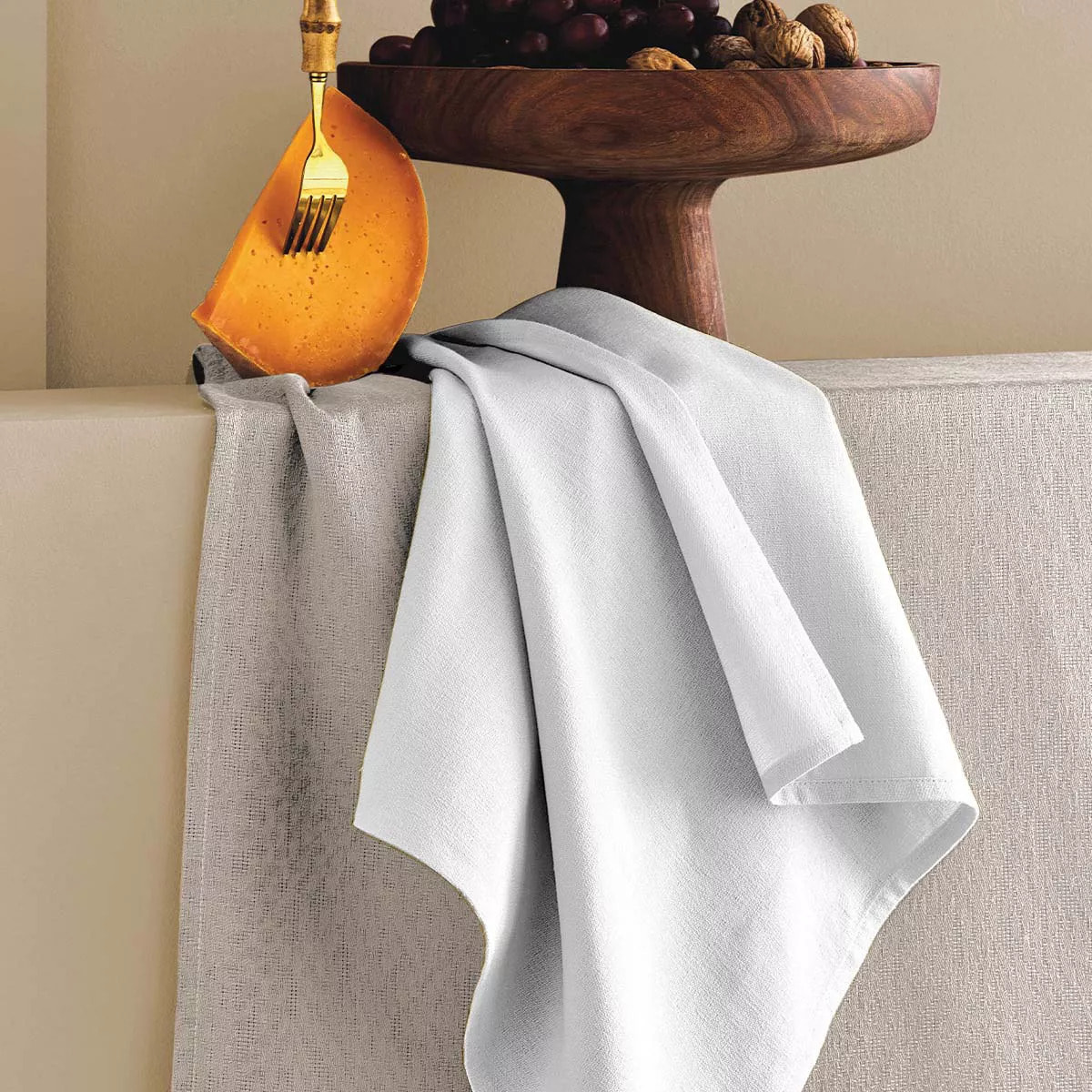 Serviette pur coton motif jacquard blanc Bastide neige