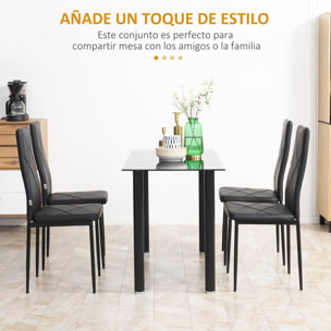 Juego de 4 Sillas de Comedor Nórdicas Sillas de Cocina Tapizadas de Piel Sintética con Patas de Acero Carga 120 kg para Salón 41x50x97 cm Negro