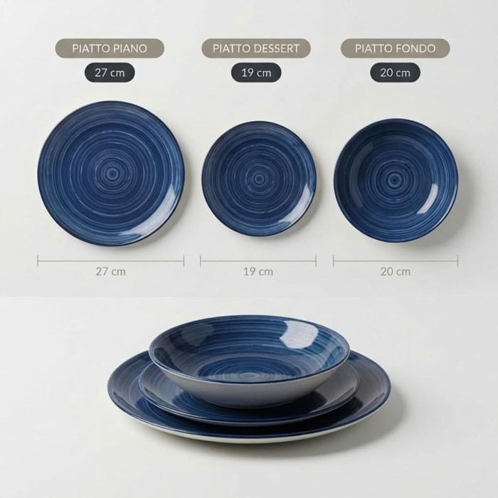 Servizio Tavola da 18 Piatti in Ceramica, lavabile in lavastoviglie e adatto a microonde, Intrecci