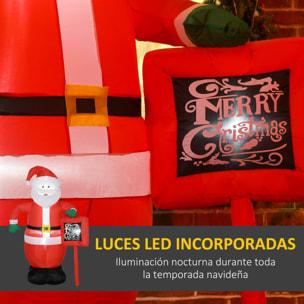 Papá Noel Hinchable con Cartel Navidad Hinchable con 3 Luces LED e Inflador Eléctrico Decoración Navideña para Exteriores Interiores 120x65x180 cm Multicolor