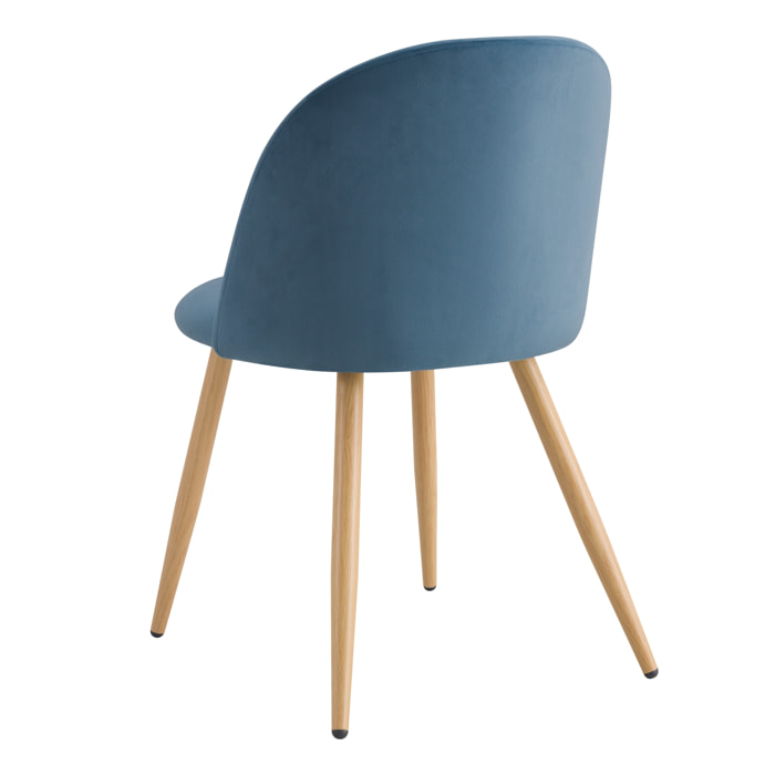 Lot de 2 chaises en velours bleu et pieds en métal - Cozy