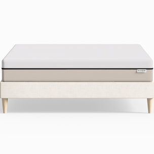 Lit en velours côtelé + Matelas Hybride à ressorts ensachés - DINA & SPRING ELITE