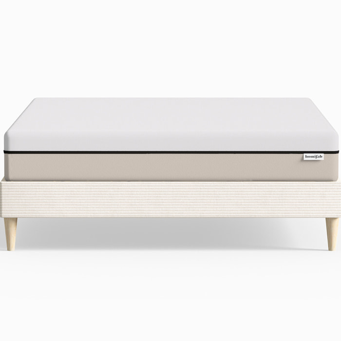 Lit en velours côtelé + Matelas Hybride à ressorts ensachés - DINA & SPRING ELITE