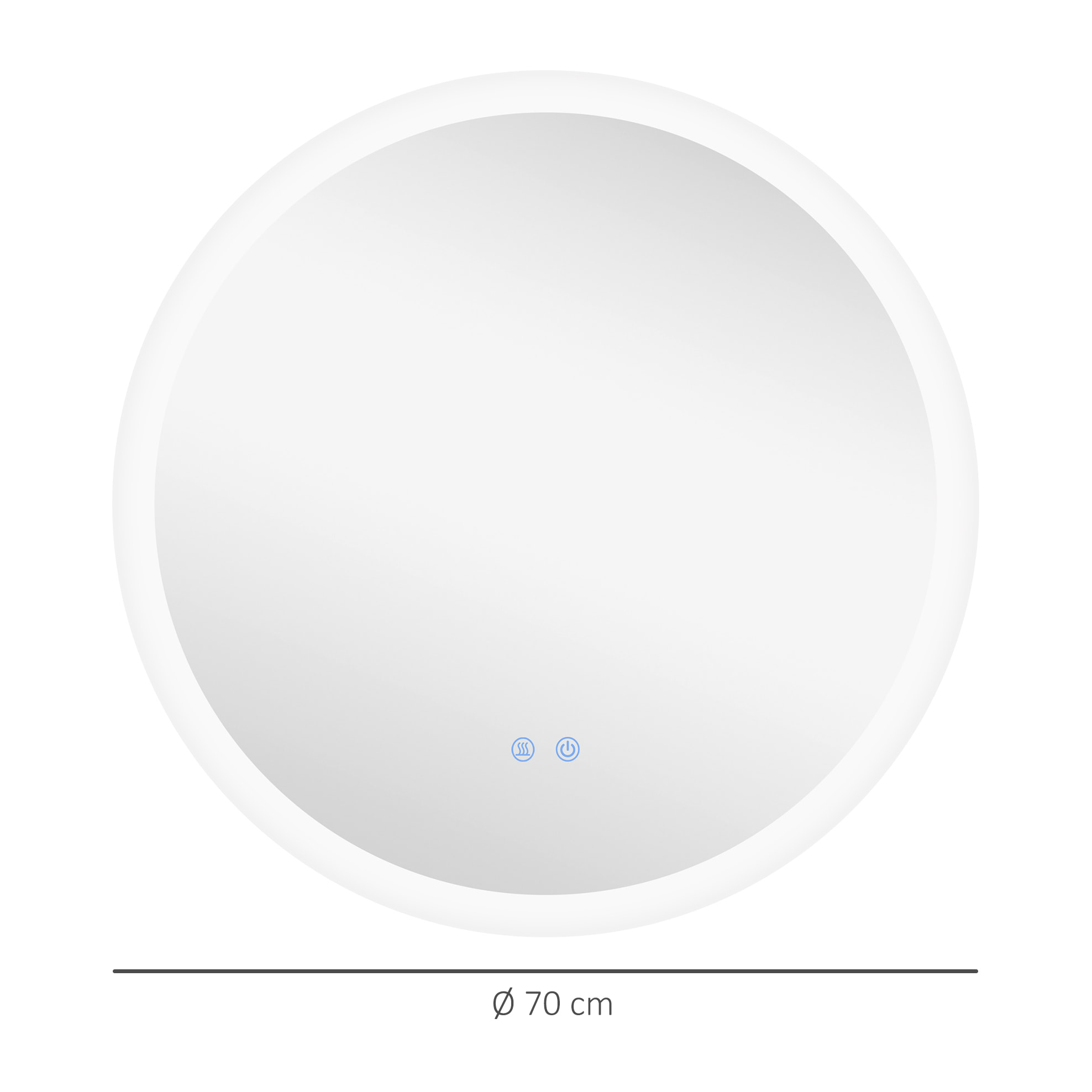 Miroir rond lumineux LED de salle de bain Ø 70 cm mural avec éclairage 3 couleurs interrupteur tactile système antibuée 35W blanc argent