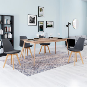 Chaises Nordia gris foncé pieds bois - lot de 4