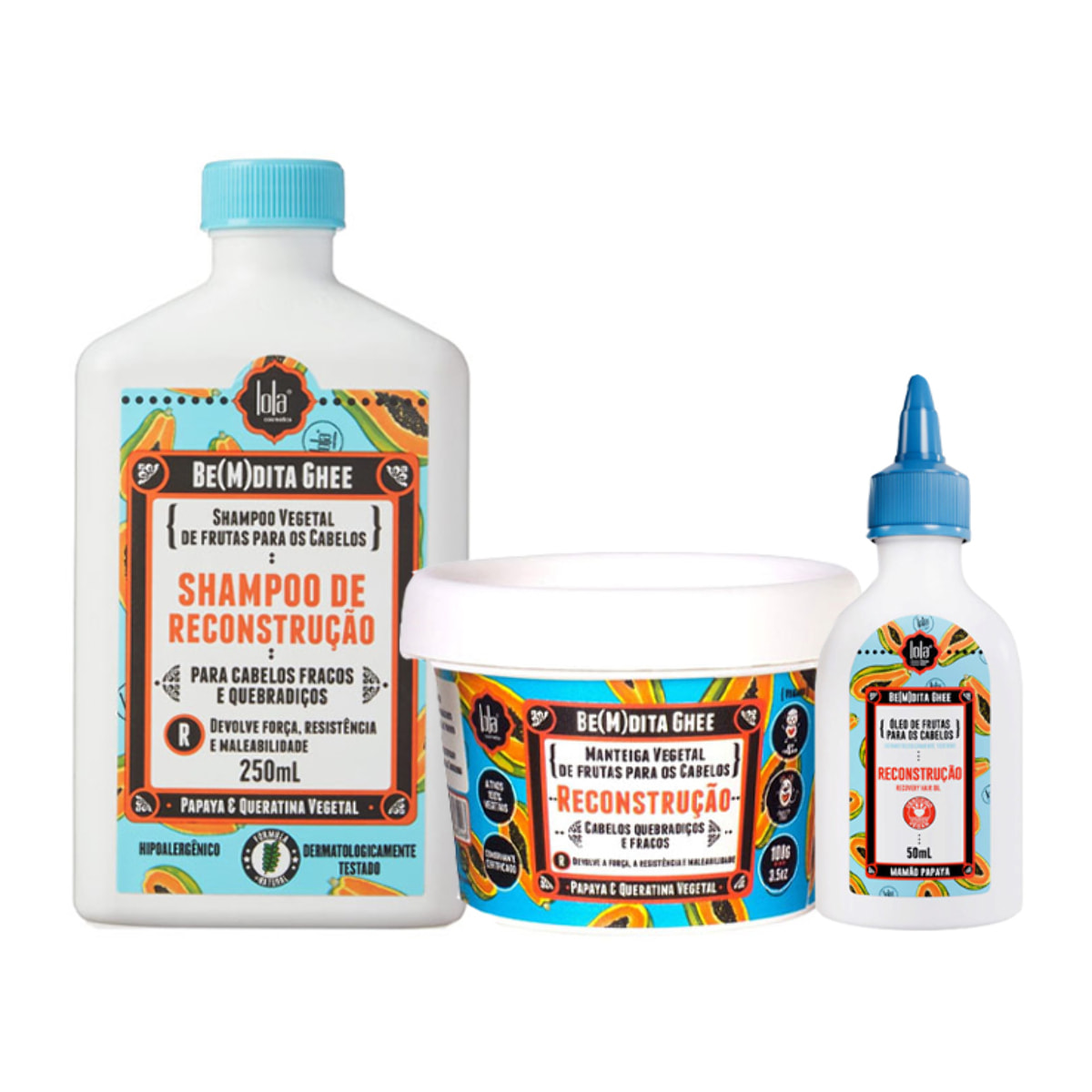 LOLA Be(M)Dita Ghee Shampoo Reconstructive Papaya & Queratina 250ml + Mask 100ml + Oil 50ml