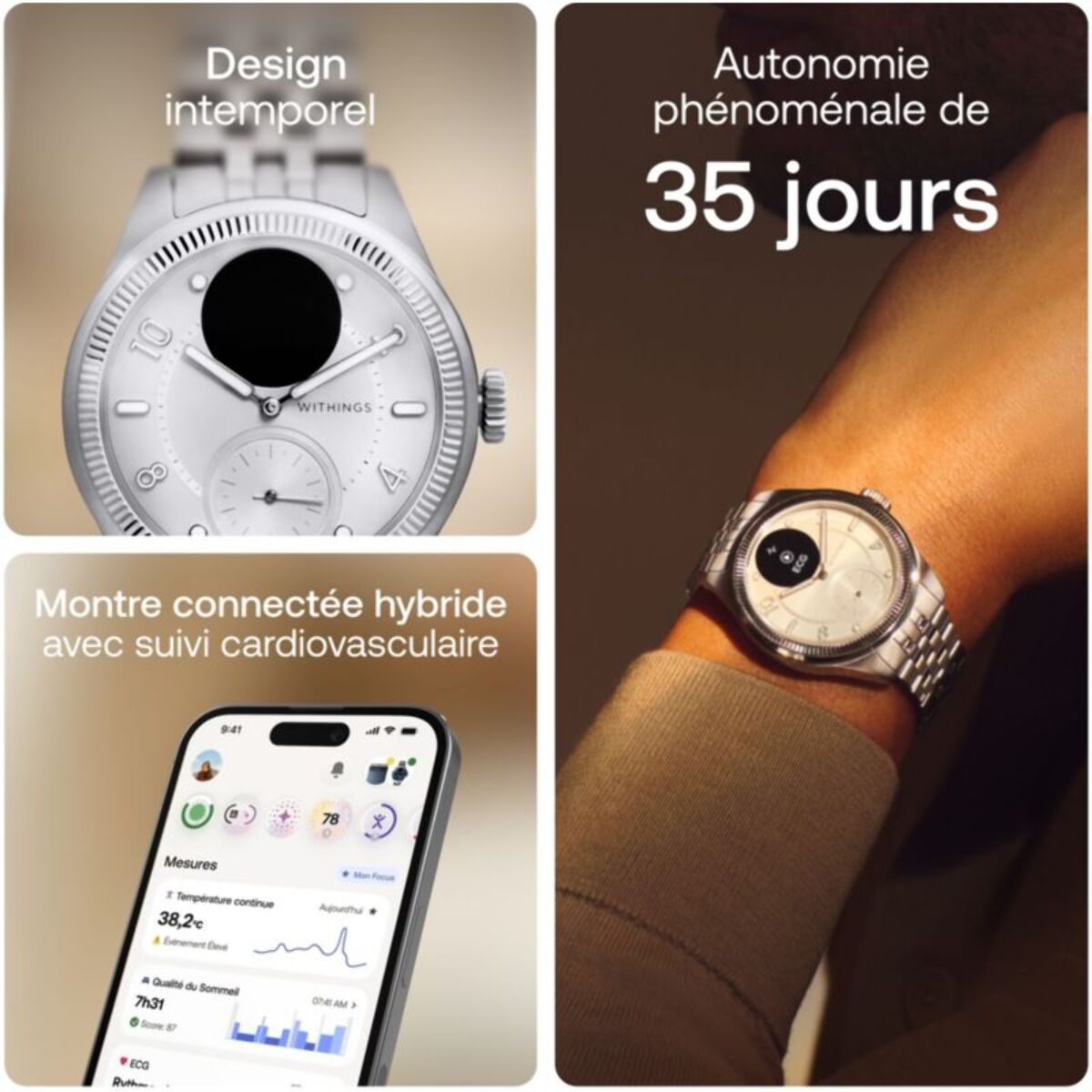 Montre santé WITHINGS Scanwatch Nova Brilliant 39mm Titanium