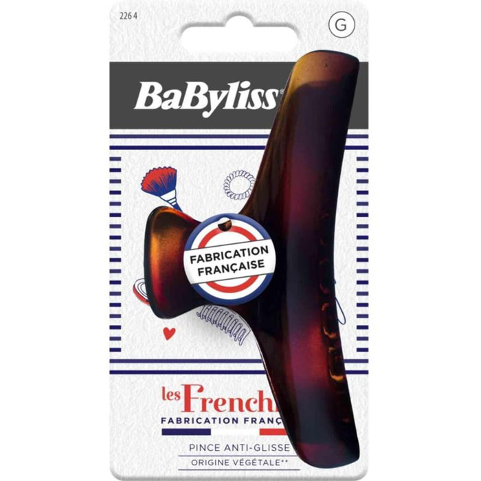 Pince cheveux BABYLISS anti-glisse végétale - Made in France