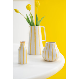 J-Line Carafe Lignée Dolomite - céramique - blanc/jaune clair