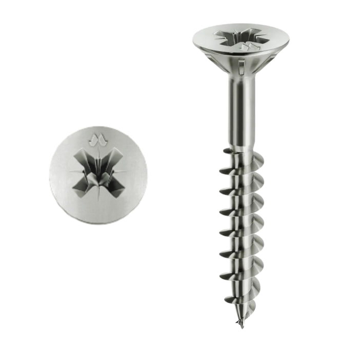 Vis MUSTAD Panelvit Tête cylindrique Pozidriv - Filetage partiel - Zingué Blanc - Ø4x90mm - Boite de 200 - PVACZP400900C8C