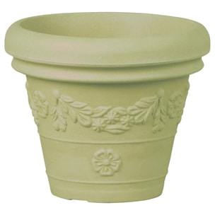 Tera vaso grande festonato anticato in resina, vaso grande effetto terracotta con decori, per interno ed esterno, dimensioni cm 55x50h