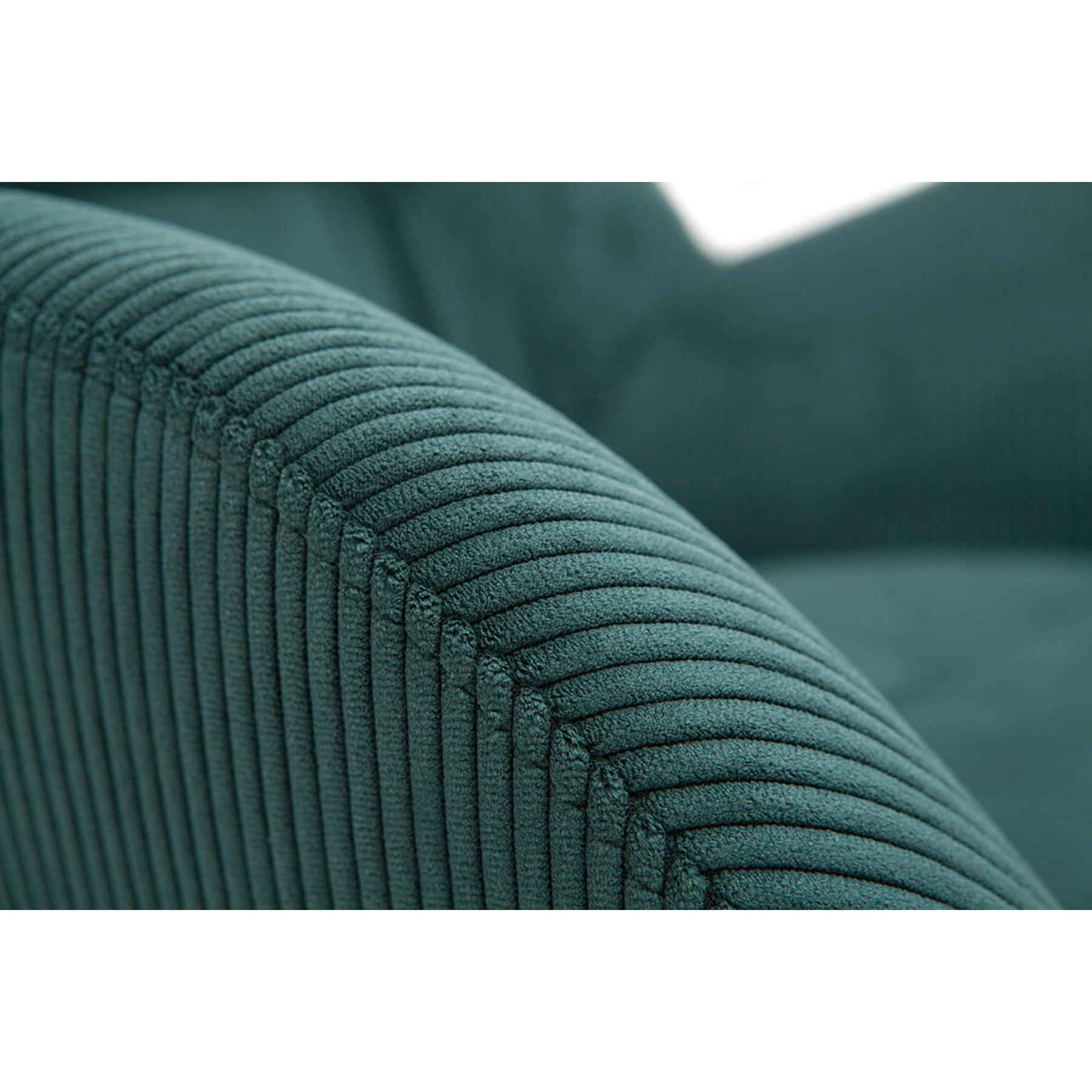 Fauteuil et repose-pieds design en tissu velours côtelé vert et métal noir ZOE
