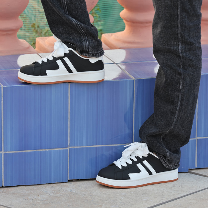 Sneakers in simil pelle bicolore