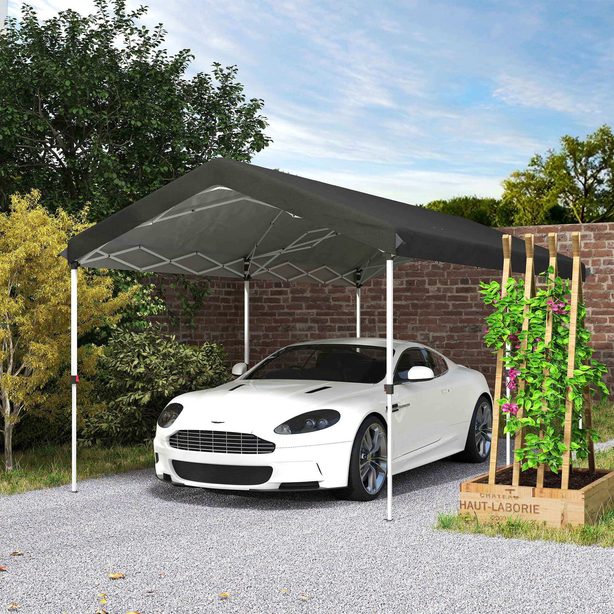 Carpa Plegable 6x3 m Cenador de Jardín con Altura Ajustable en 3 Niveles Protección UV50+ Impermeable y Bolsa de Transporte Gazebo para Exterior Fiestas Camping Gris Oscuro