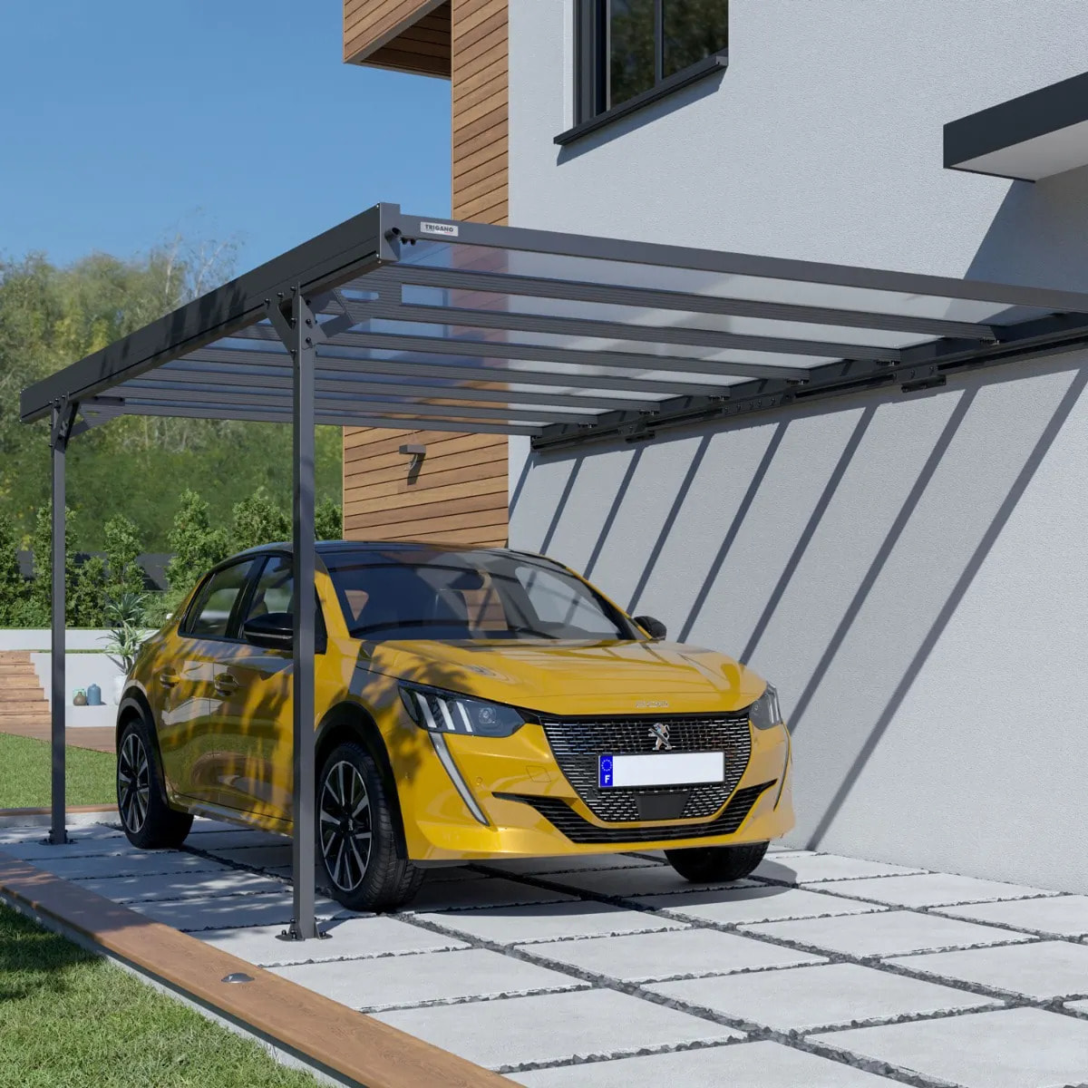 Carport adossé aluminium Trigano - Mistral Wall - 15 m²