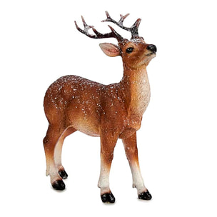 figurina natalizia decorativa con design di renna in poliresina.