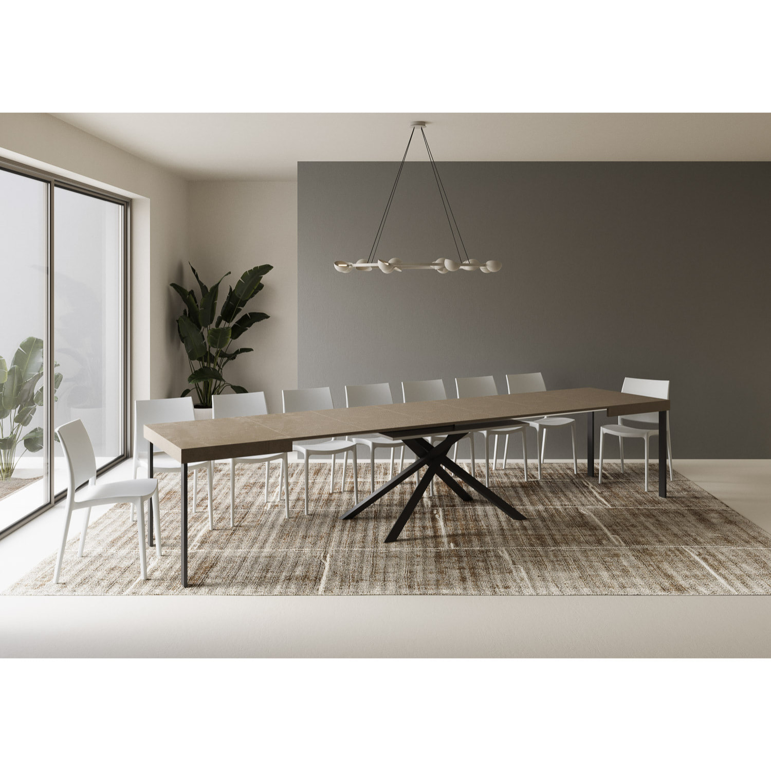 Table extensible 90x120/380 cm Karida taupe pieds anthracite