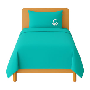 Set 2pc cama (1pc 150x220cm funda nórdica + 1pc 63x63cm funda de almohada) azul y amarillo tevere benetton