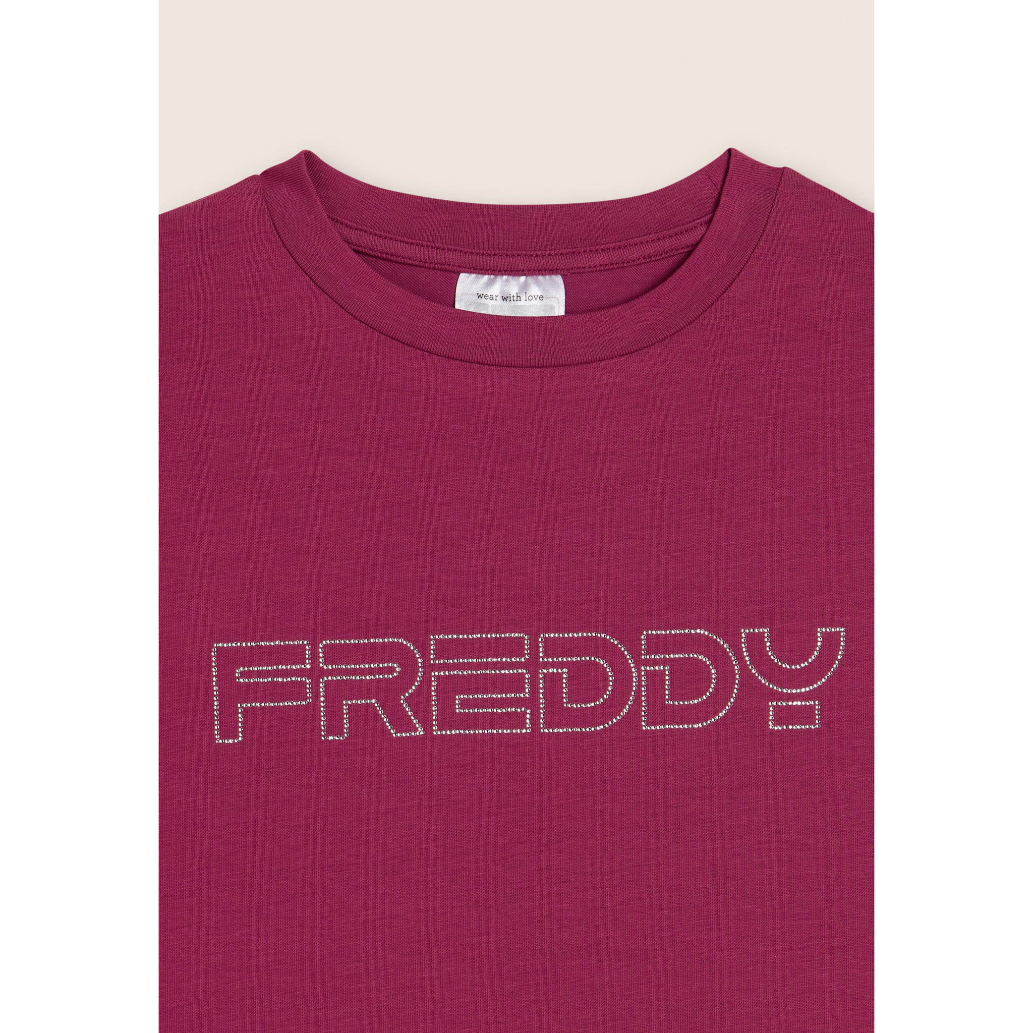 T-shirt bambina con logo FREDDY in strass