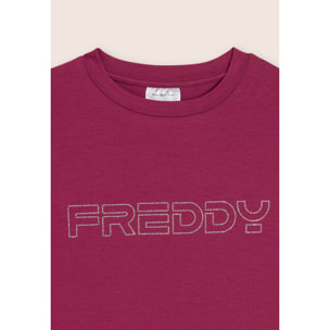 T-shirt bambina con logo FREDDY in strass