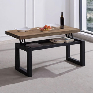 Mesa de centro elevable con almacenaje oculto en roble boreal y negro 120x47,5-62 cm Loft Roble boreal – Negro
