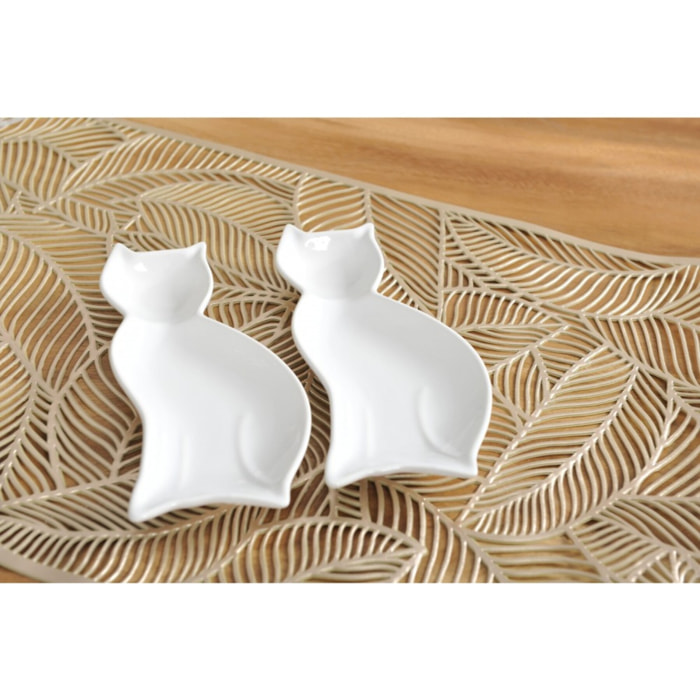 Lot de 2 coupelles chat porcelaine 20cm