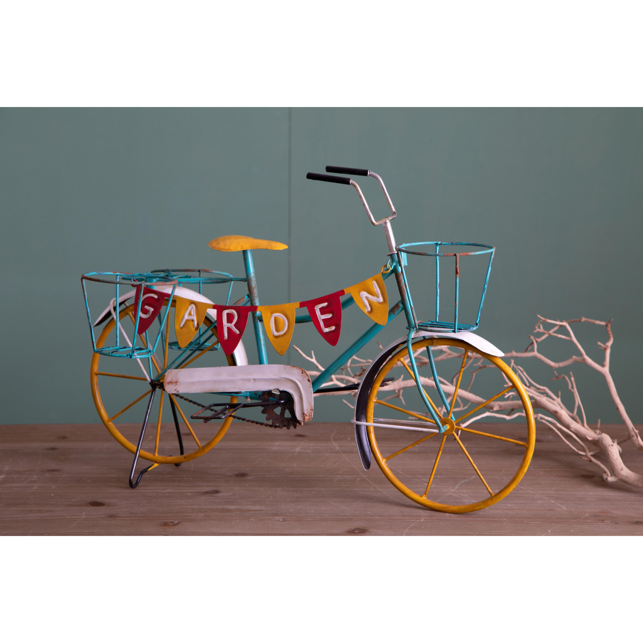 Bicicletta Con Contenitore. Altezza 54 Cm - Pezzi 1 - 54X35X24,5cm - Colore: Bianco - Bianchi Dino - Decori Casa E Complementi