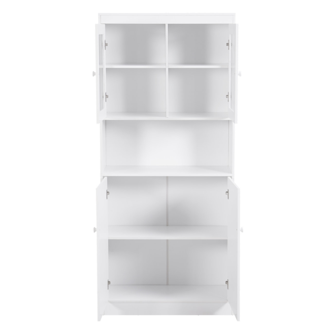 Credenza alta bianca 2 ante vetrate e vano a vista 84x32x190 cm - Provenza