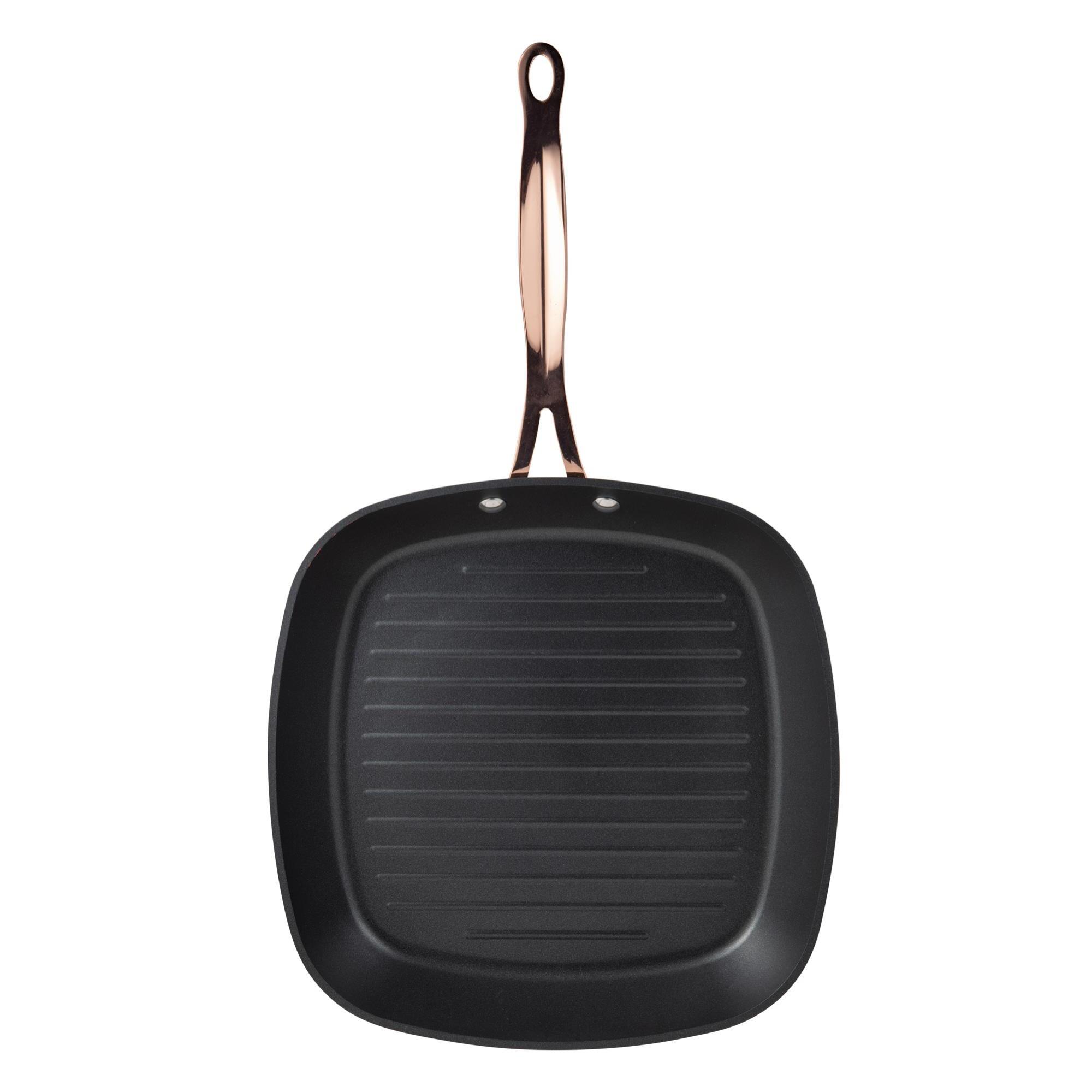 Bergner copper sartén grill 28x28cm + wok ø28cm en aluminio forjado en color negro mate