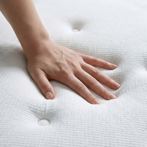 Ensemble Matelas Émeraude & Sommier Kit Bois, Mémoire de Forme & Air System, 25 cm, Accueil Moelleux, Soutien Ferme, Lattes Actives