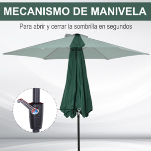 Sombrilla Reclinable de Aluminio Poliéster Φ2,7x2,35m Verde