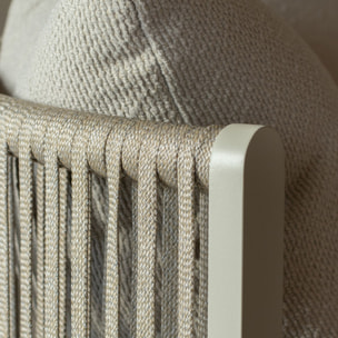 Salon de jardin beige 8 places tissu et structure aluminium BELLAGIO