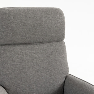 Fauteuil relax design électrique pivotant inclinable réglable acier chromé tissu gris