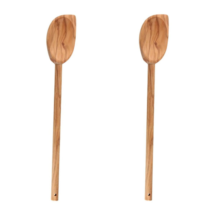 Ensemble de 2 Cuillères de cuisine en bois à bout pointu Fackelmann Édition Bois d'olivier