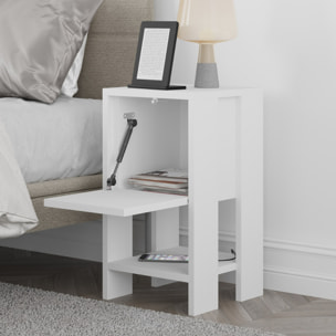 Table de chevet blanche avec porte abattante ABOMEY