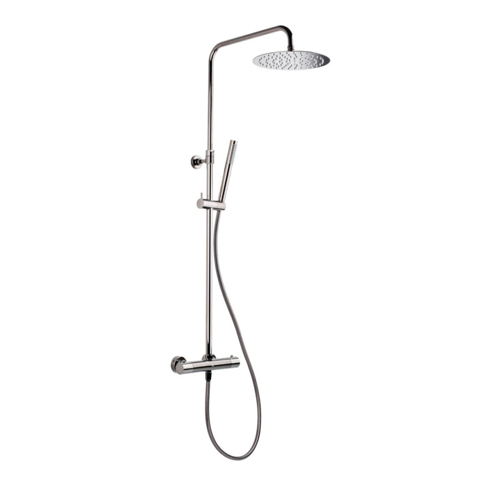 Colonne de douche,  douchette stick Mitigeur thermostatique Barre réglable en hauteur, Gun métal SATDASSTK
