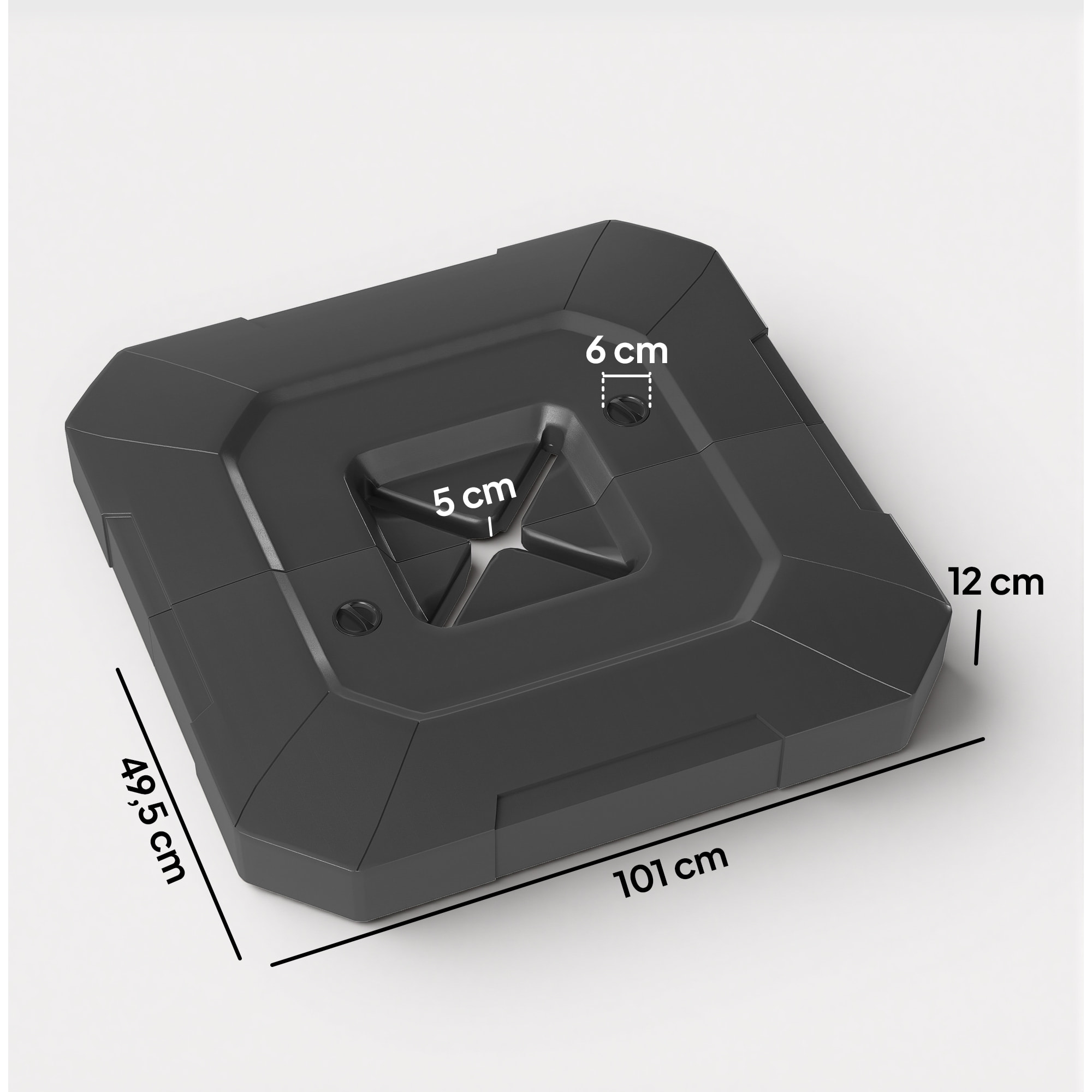 Base para Sombrilla de 2 Piezas, Soporte para Parasol de HDPE Rellenable con Agua 80 kg o Mezcla de Agua y Arena 105 kg, para Jardín, Patio, Terraza, Negro