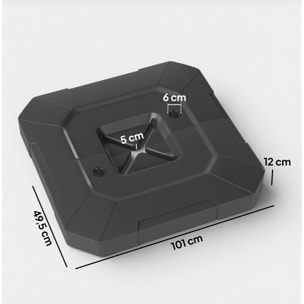 Base para Sombrilla de 2 Piezas, Soporte para Parasol de HDPE Rellenable con Agua 80 kg o Mezcla de Agua y Arena 105 kg, para Jardín, Patio, Terraza, Negro