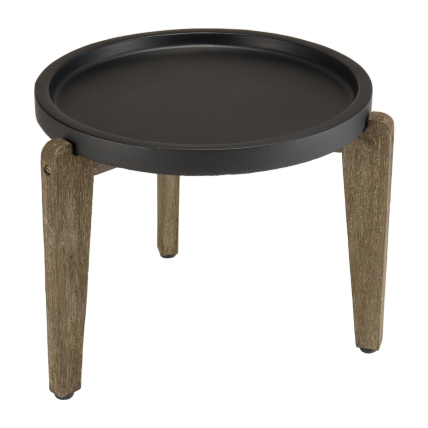 HECTOR - Table d'appoint 55x52cm plateau béton noir mat pieds acacia