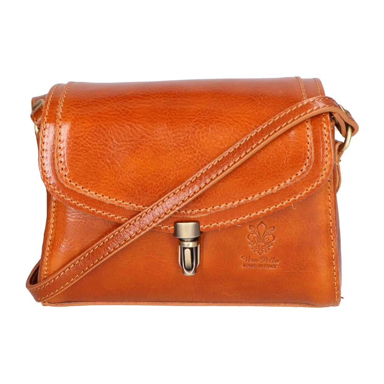Borsa a tracolla da donna Made in Italy - Modello Faye - 100% pelle - 18.0 x 13.0 x 5.0 cm