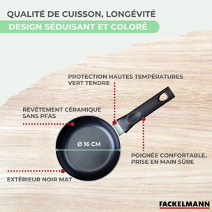 Poêle 16 cm aluminium revêtement céramique antiadhésif sans PFAS Fackelmann Brandao