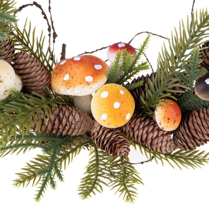 Corona con Funghi - Pezzi 1 - Colore Marrone - 35x3Hx35cm - Bianchi Dino