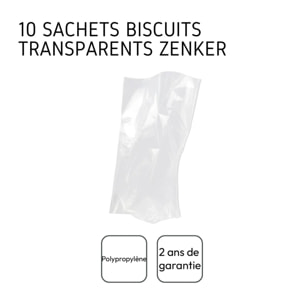 Lot de 10 sachets biscuits transparents Zenker